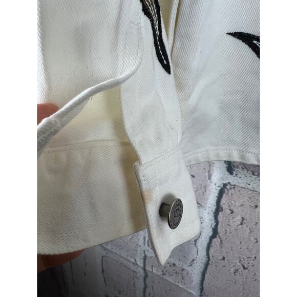 Vintage 90's The Quacker Factory Women Flower Oversized Denim Jacket Size L - Picture 5 of 7